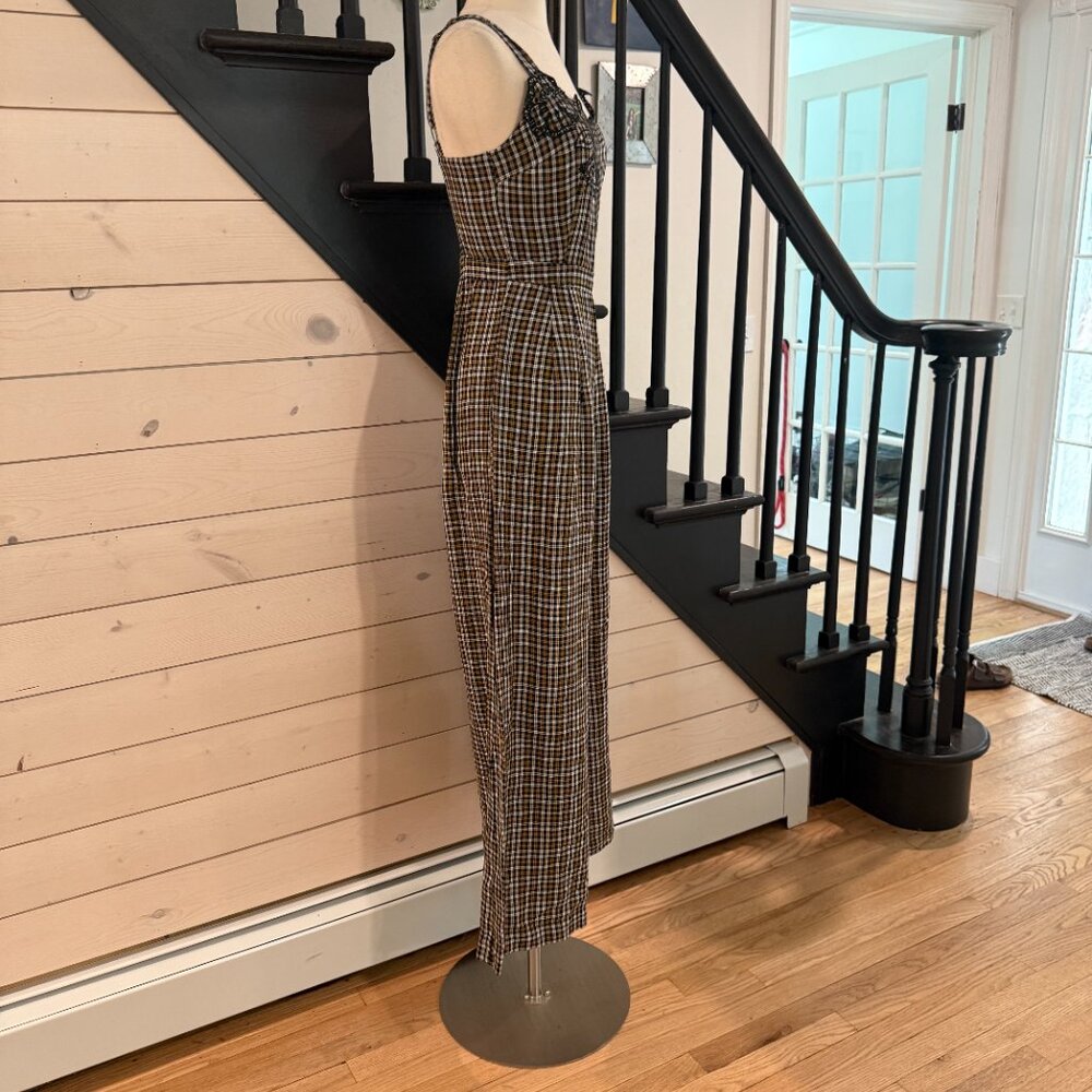 By Anthropologie Embroidered Plaid Jumpsuit NWOT Size XS (0) - Picture 7 of 12